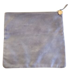 CLARE V | Leather Fold Over Clutch / Pouch in Gray